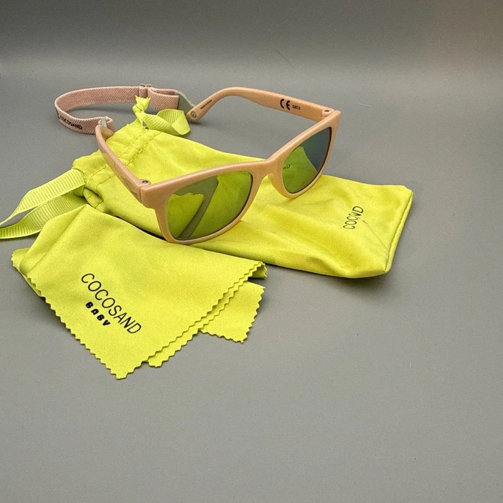 COCOSAND Baby Sunglasses with Strap Pink frame includes Travel Case And Cloth